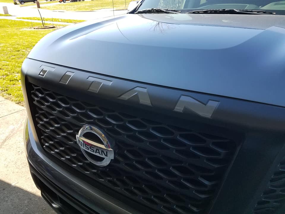 2016 - 2019 Nissan Titan Front Grille, Side and Rear Emblem Overlay Decal/Letters - Texas Decal King, LLC