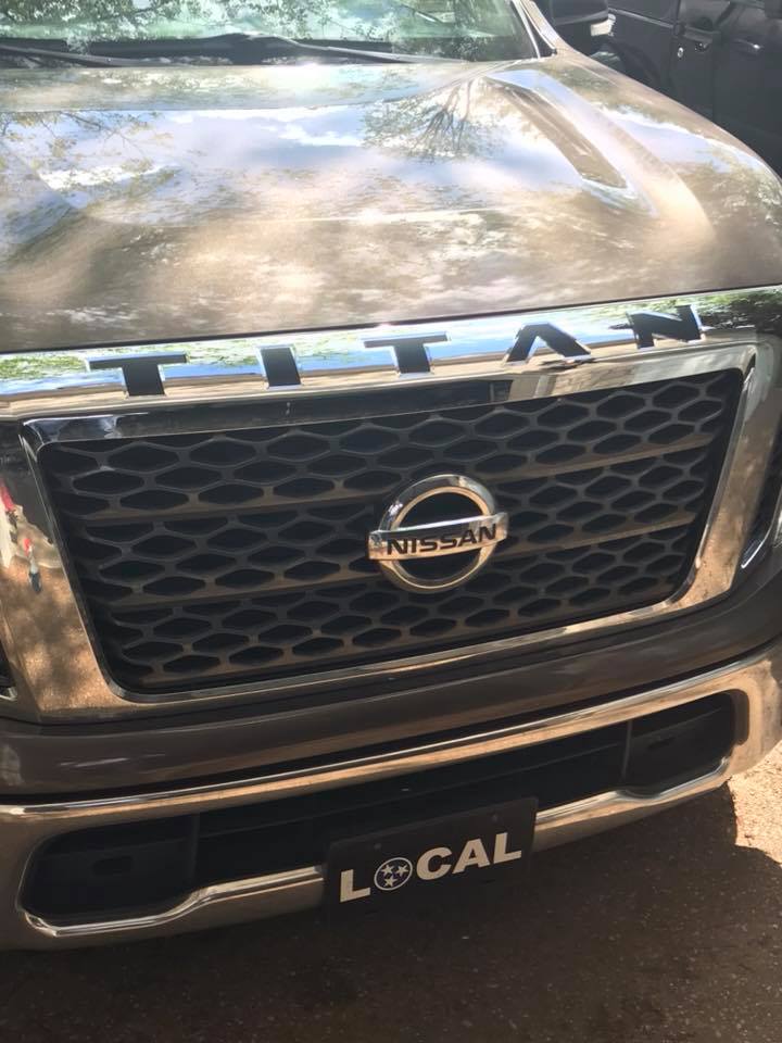 2016 - 2019 Nissan Titan Front Grille, Side and Rear Emblem Overlay Decal/Letters - Texas Decal King, LLC