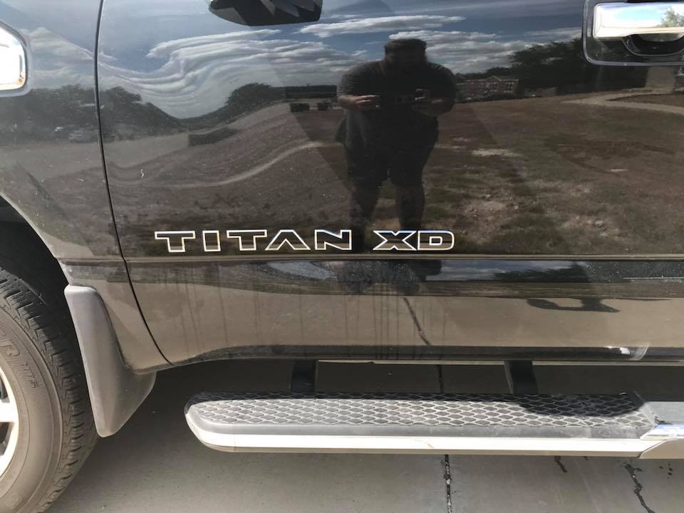 2016 - 2019 Nissan Titan SIDES/REAR Emblem Overlay Decals/Letters - Texas Decal King, LLC