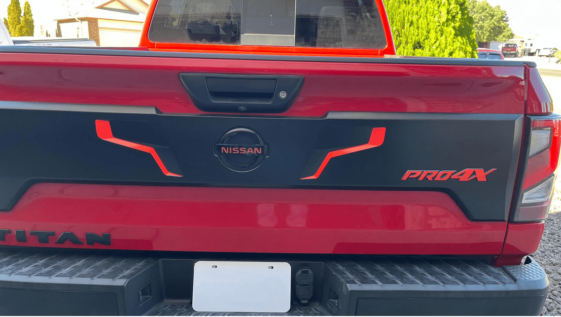 2020 - 2024 Nissan "Titan" Tailgate Compatible Finisher Decal set - for PRO4X & Platinum Reserve - Texas Decal King, LLC