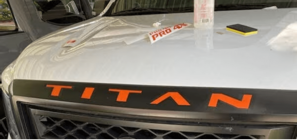 2020 - 2025 Nissan Titan Upper Grille Emblem Inlay Decal Lettering - Custom Truck Accessory (SKU#20) - Texas Decal King, LLC