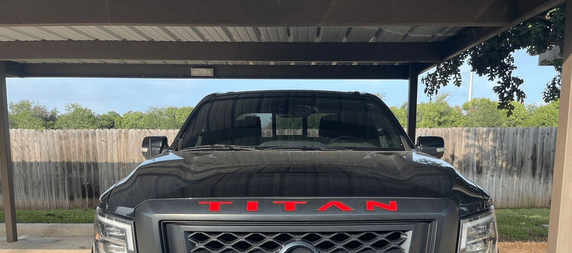 2020 - 2025 Nissan Titan Upper Grille Emblem Inlay Decal Lettering - Custom Truck Accessory (SKU#20) - Texas Decal King, LLC