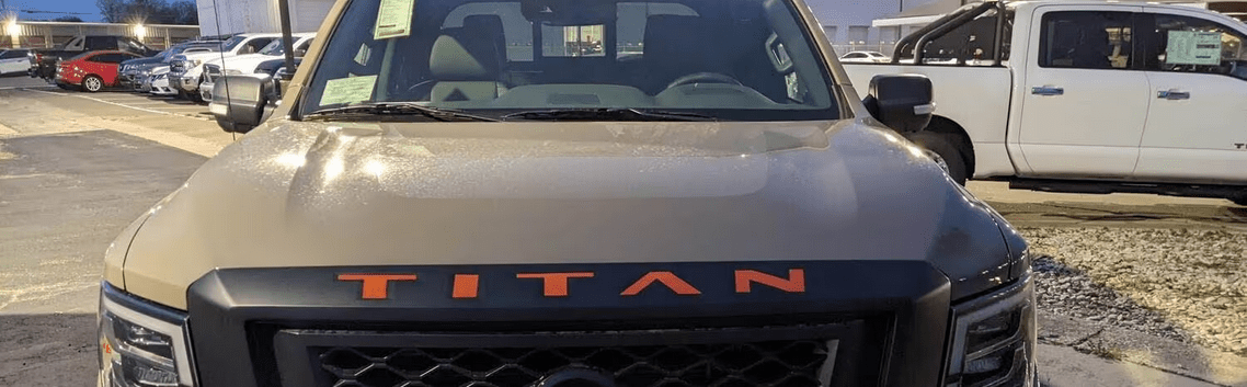 2020 - 2025 Nissan Titan Upper Grille Emblem Inlay Decal Lettering - Custom Truck Accessory (SKU#20) - Texas Decal King, LLC
