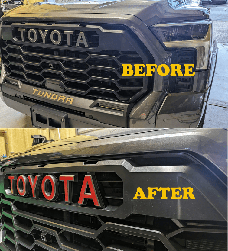 2022 - 2024 Toyota Tundra/Sequoia Pro Grille Letter Vinyl Decal Overlays - Custom Truck Accessories (SKU#8) - Texas Decal King, LLC