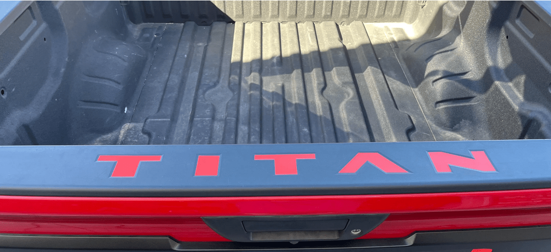 Customizable 2016 - 2024 Nissan Titan Tailgate Emblem Overlay Decal for Personalized Truck Styling (SKU#18) - Texas Decal King, LLC