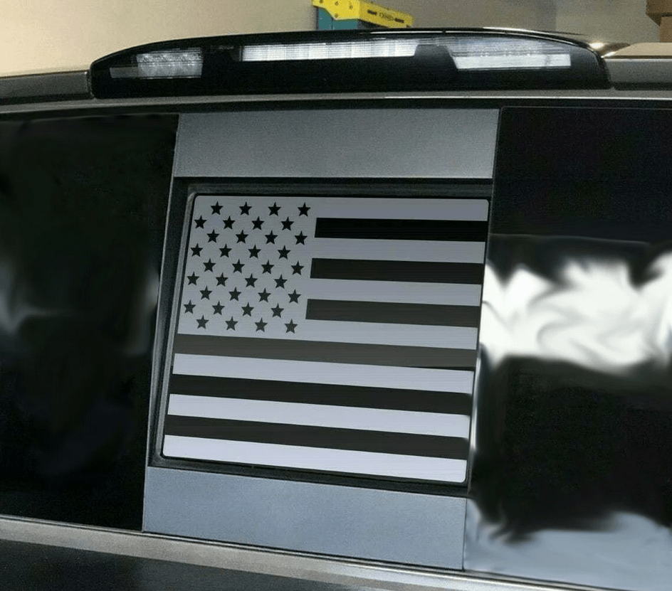 Patriotic Nissan Titan Rear Window Flag Decal | Sliding Glass Accessory for 2016 - 2025 Models - Texas Decal King, LLC