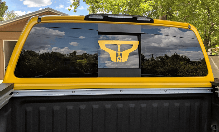 2016 - 2025 Nissan Titan Rear Sliding Window Decal - Customizable Vinyl Sticker for Truck Glass - Texas Decal King, LLC