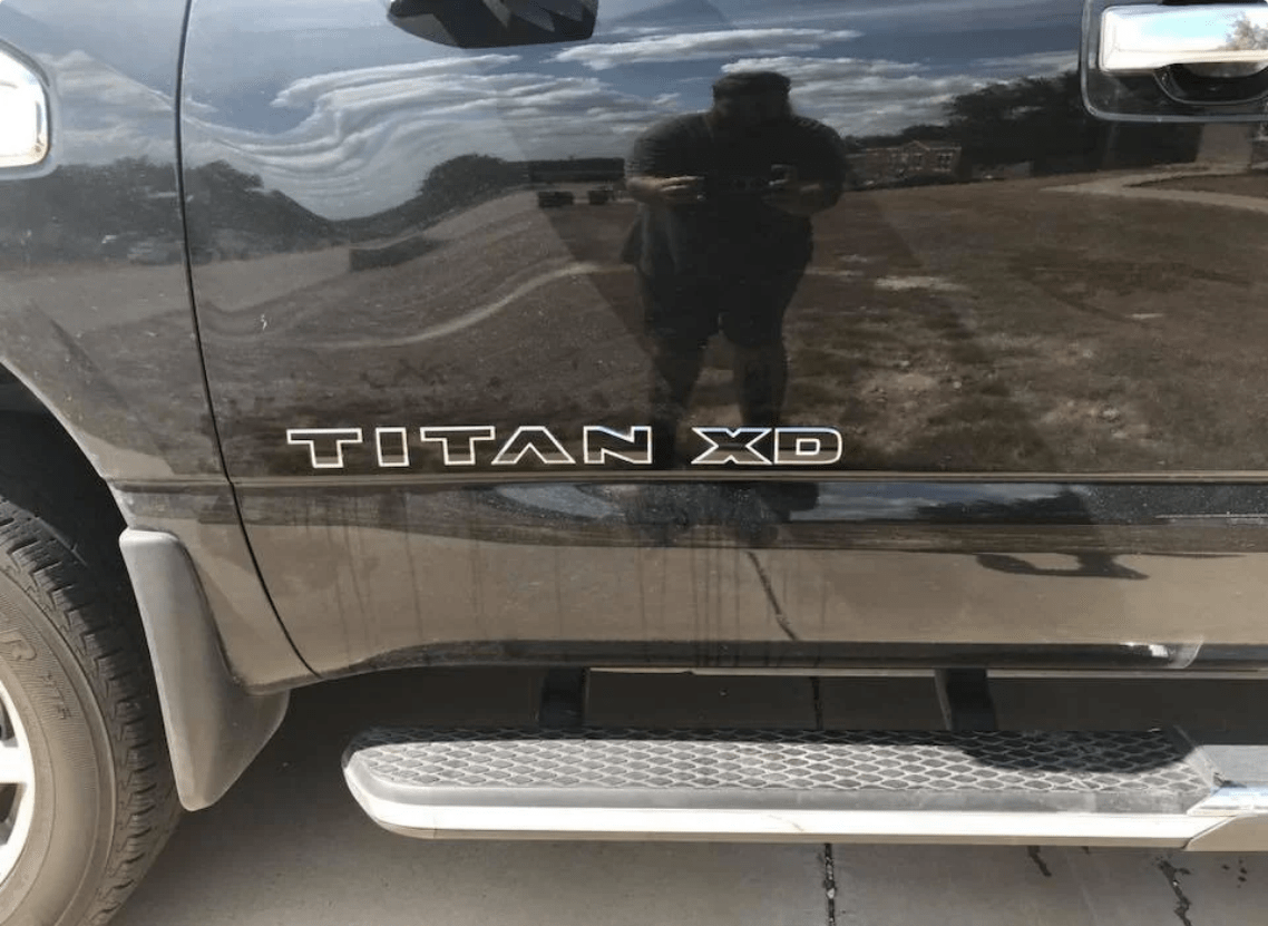 2020 - 2024 Nissan Titan Emblem Overlay Decals for Front Grill Face, Side & Rear - Custom Vehicle Lettering - Texas Decal King, LLC