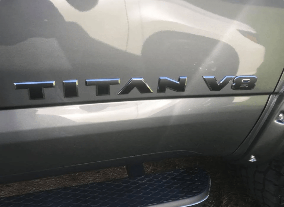 2020 - 2024 Nissan Titan Emblem Overlay Decals for Front Grill Face, Side & Rear - Custom Vehicle Lettering - Texas Decal King, LLC