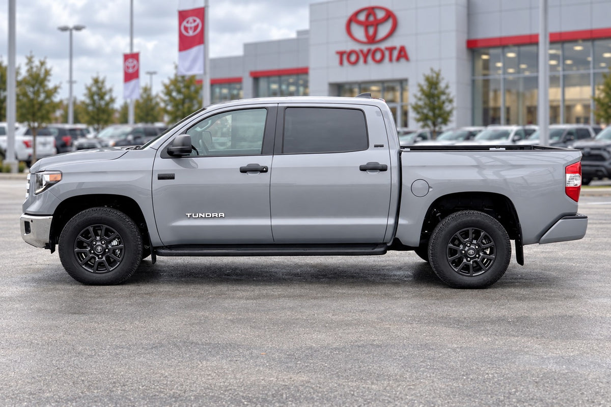 2007-2021 Toyota Tundra door decal in white vinyl on gray truck